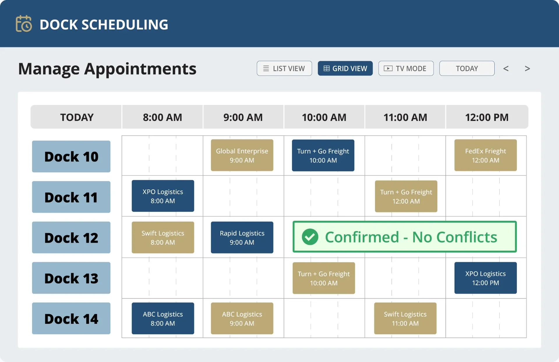 FEWER CONFLICTS, SMOOTHER OPERATIONS — DOCK SCHEDULING interface