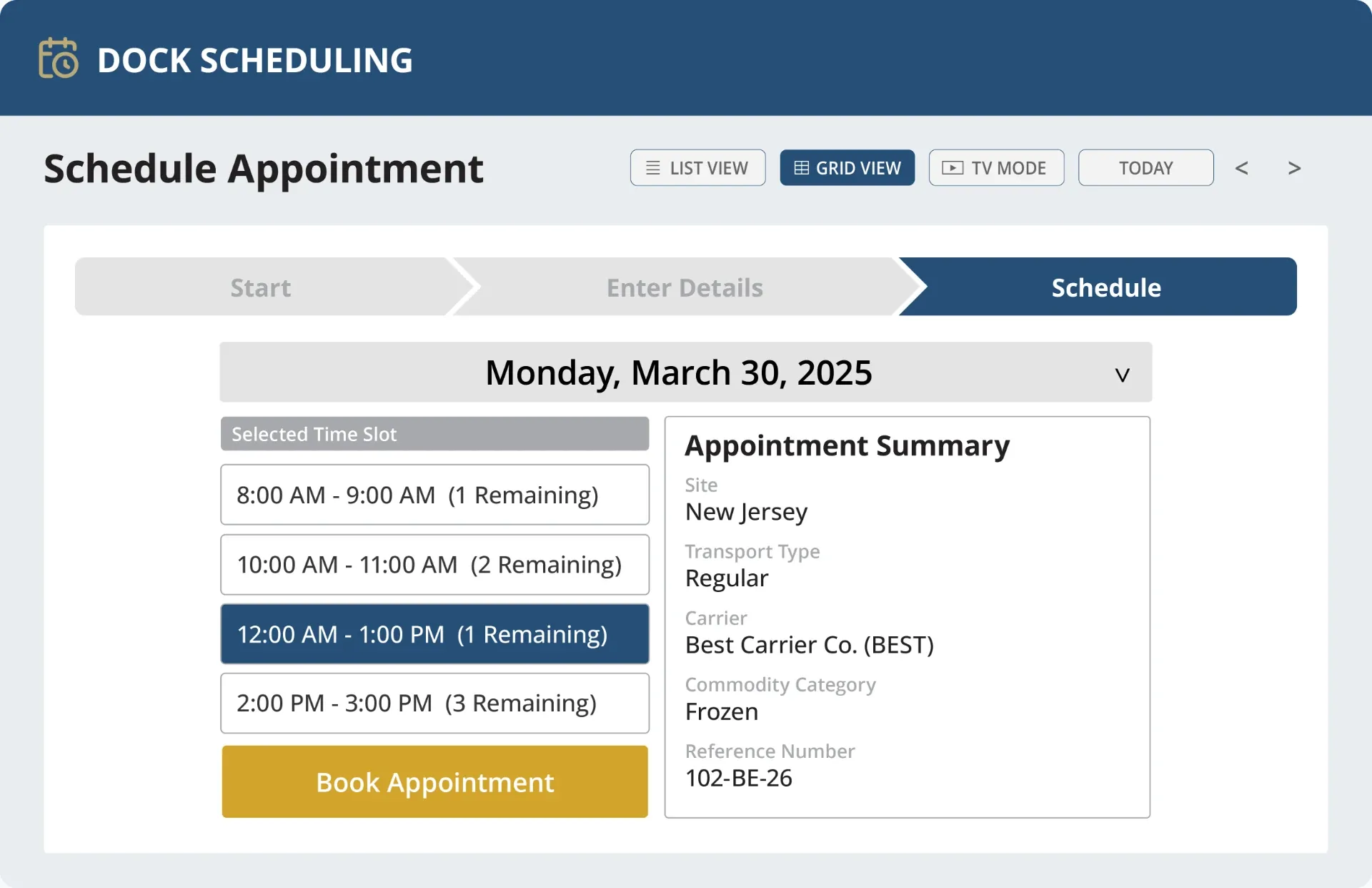 ELIMINATE SCHEDULING OVERHEAD — DOCK SCHEDULING interface